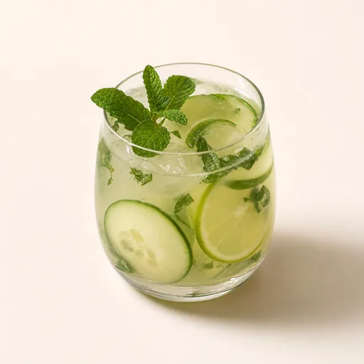 Agua con limón, pepino y menta