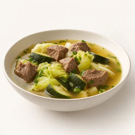 Caldo de carne con verduras bajas en carbohidratos