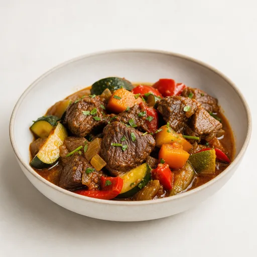 Guiso de carne con verduras bajas en carbohidratos