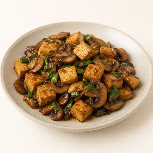 Tofu con champiñones salteados